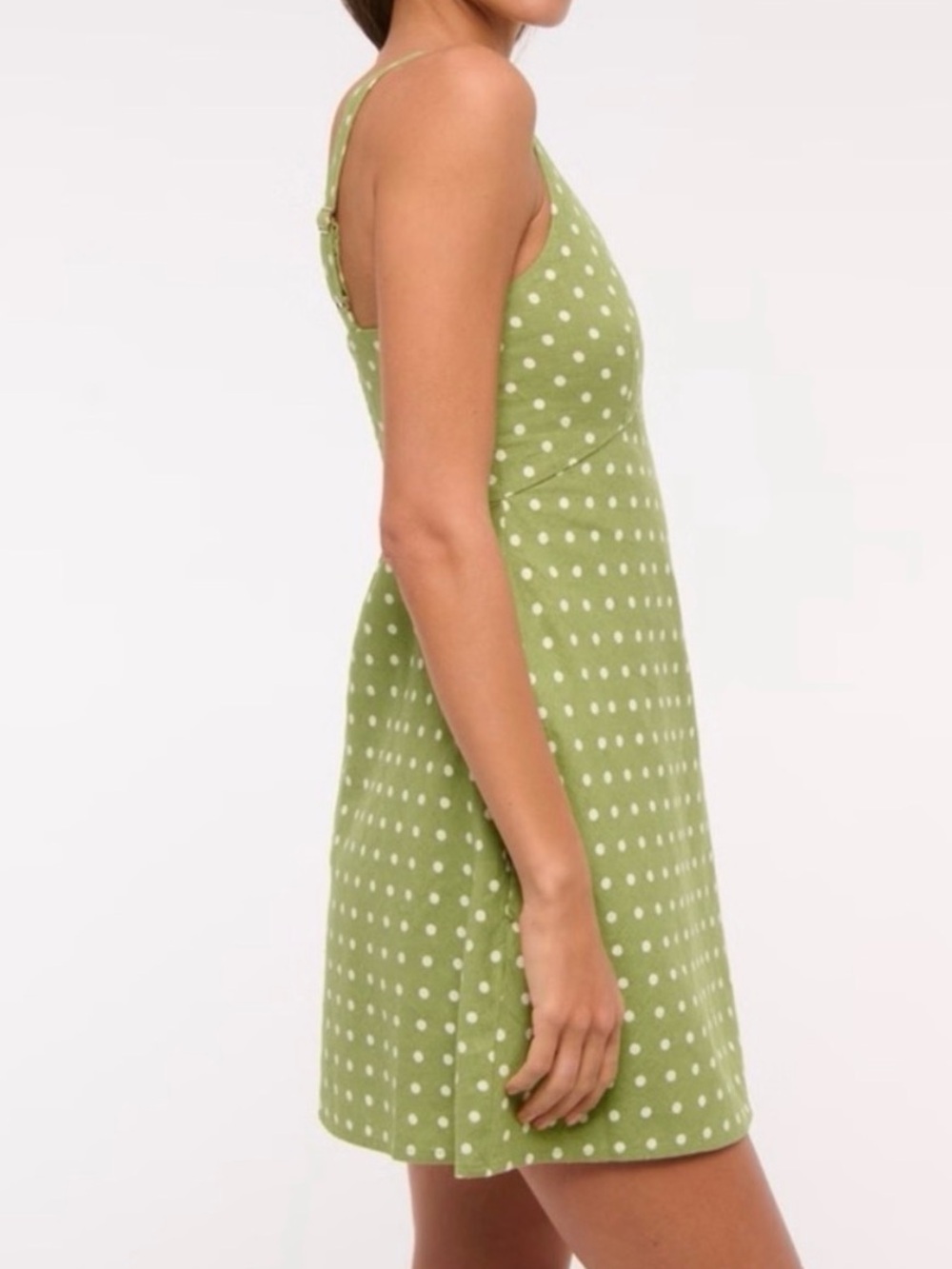 Abercrombie & Fitch Olive Green Polka Dot Mini Dress - Picture 4 of 6
